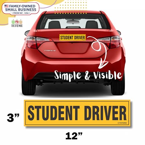 TOTOMO Student Driver Magnet for Car Sign - Large 12"x3" Magnetic Reflective Vehicle Safety for New Rookie Learner Drivers Removable Bumper Sticker Please Be Patient (2 Pack) Yellow, Black - Image 3