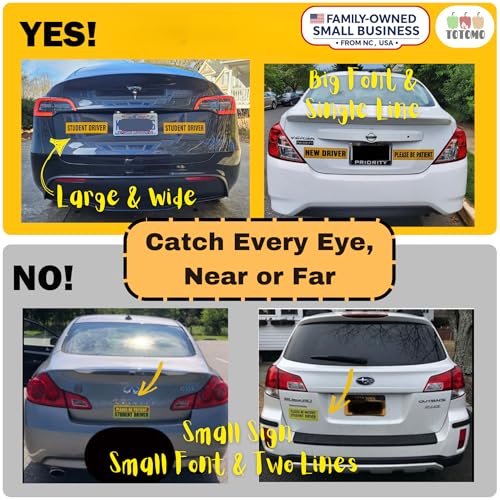 TOTOMO Student Driver Magnet for Car Sign - Large 12"x3" Magnetic Reflective Vehicle Safety for New Rookie Learner Drivers Removable Bumper Sticker Please Be Patient (2 Pack) Yellow, Black - Image 5