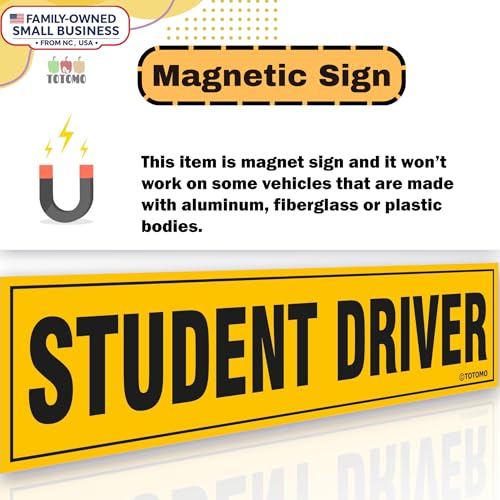 TOTOMO Student Driver Magnet for Car Sign - Large 12"x3" Magnetic Reflective Vehicle Safety for New Rookie Learner Drivers Removable Bumper Sticker Please Be Patient (2 Pack) Yellow, Black - Image 2
