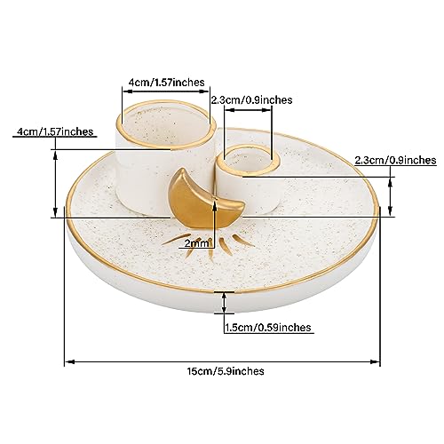 ZenBless Multifunction Incense and Candle Holder for Burning Sage, Palo Santo, Incense Sticks - 5.9" Ceramic Ash Catcher Tray for Meditation Room Home Decor (Gold) - Image 3