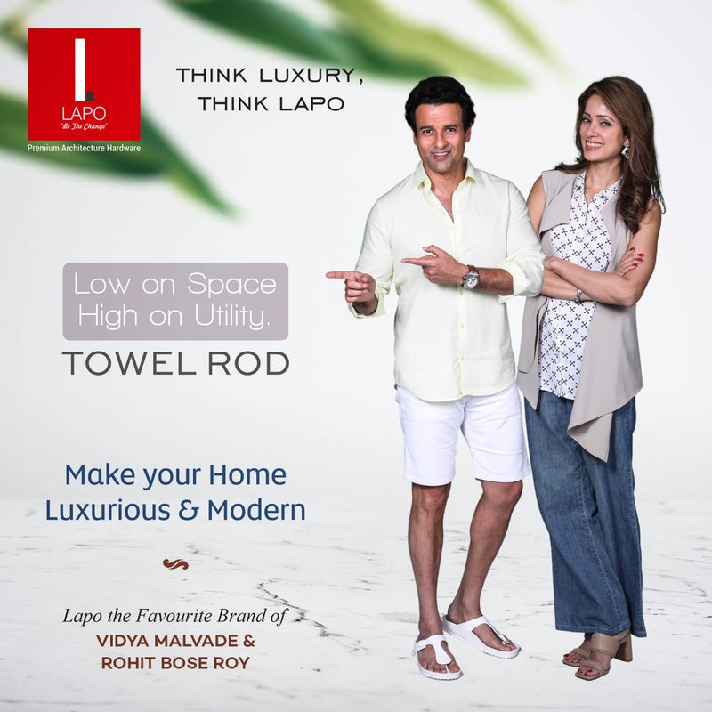 LAPO Stainless Steel 304 Grade Towel Rod for Bathroom | Towel Stand | Bathroom Accessories | Towel Bar | Towel Hanger (24 inch,Rose Gold Finish) - Image 2