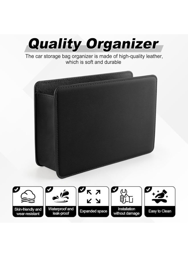 YQLIFE Car Trash Can, Auto Leather Trash Bin Garbage Organizer Holder with One Roll Trash Bag, Mini Foldable Dustbin Storage Bag Container, Multi-Function Trash Box for Car SUV - Image 2