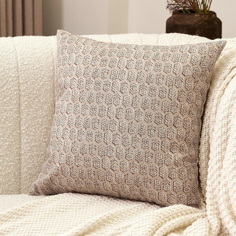 Amor Virisso Floral Pillow Covers 18x18 Couch Pillows for Living Room Farmhouse Neutral Pillow Covers Decorative Throw Pillow Covers Accent Sofa Pillows 1PC, Cloud Cream - Image 1