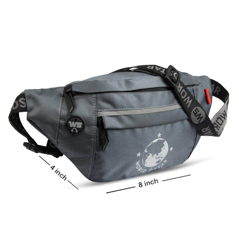 WORLD STAR Waist Bag for Men & Women | Fanny Pack for Men | Trendy Mobile Waist Pouch Pocket Bag for Girls and Boys | Waterproof Hip and Side Bags for Outdoor Hiking Travel (Dark Grey) - Image 4