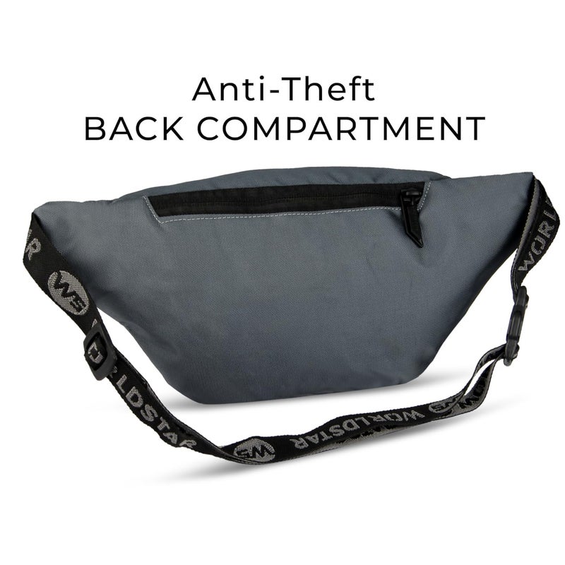 WORLD STAR Waist Bag for Men & Women | Fanny Pack for Men | Trendy Mobile Waist Pouch Pocket Bag for Girls and Boys | Waterproof Hip and Side Bags for Outdoor Hiking Travel (Dark Grey) - Image 5