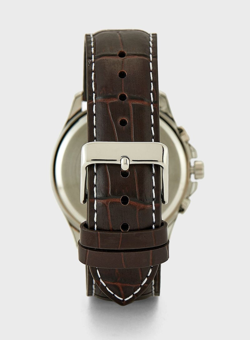 كاسيو ساعة تناظرية بحزام جلد صناعي - Image 4