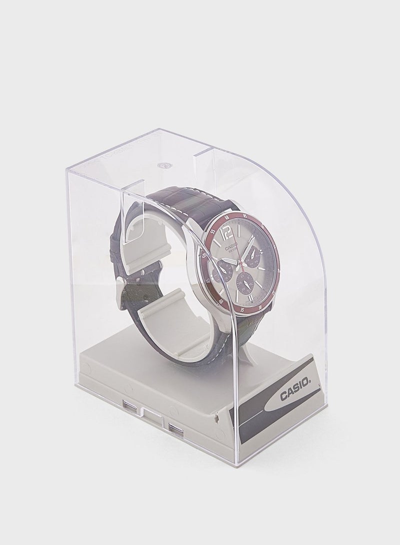 كاسيو ساعة تناظرية بحزام جلد صناعي - Image 5