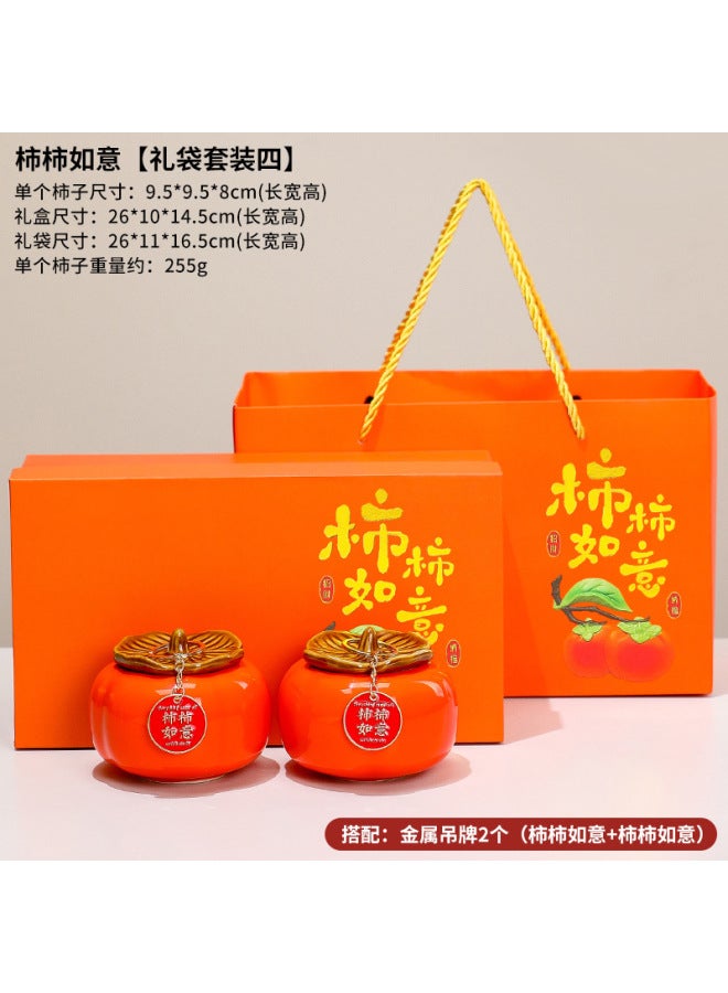 New Creative Ceramic Persimmon Ruyi Entrance Living Room Home Decoration Ornaments Housewarming New Home Opening Gift Set