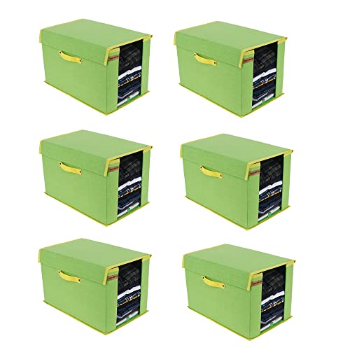 SHREY CREATION Non Woven Premium Shirt Stacker Wardrobe Organizer Cloth Storage Organizer with Lid and Handle (Pack Of 6) - Image 1