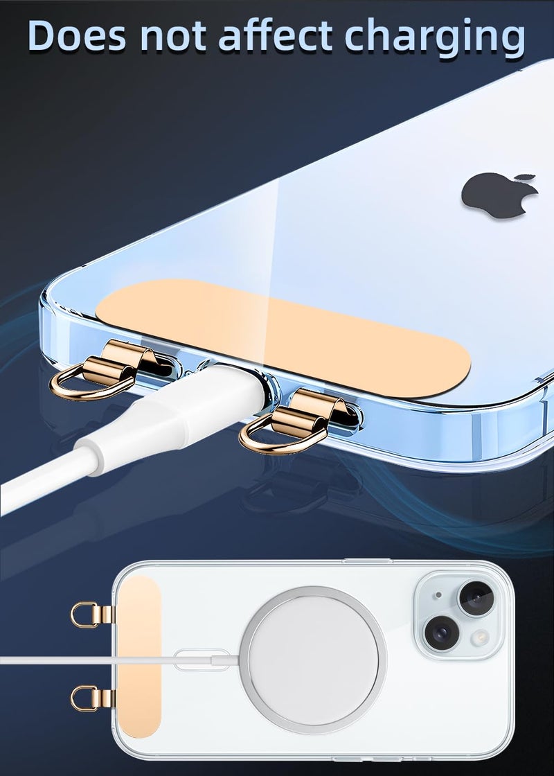 ZXZone 2 Way Metal Phone Tether, Upgraded Double Buckle Lanyard Patch, Phone Strap Replacement for iPhone Cases (T, 2 Pieces) (Gold) - Image 5