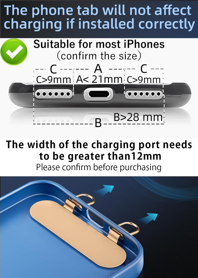 ZXZone 2 Way Metal Phone Tether, Upgraded Double Buckle Lanyard Patch, Phone Strap Replacement for iPhone Cases (T, 2 Pieces) (Gold) - Image 4