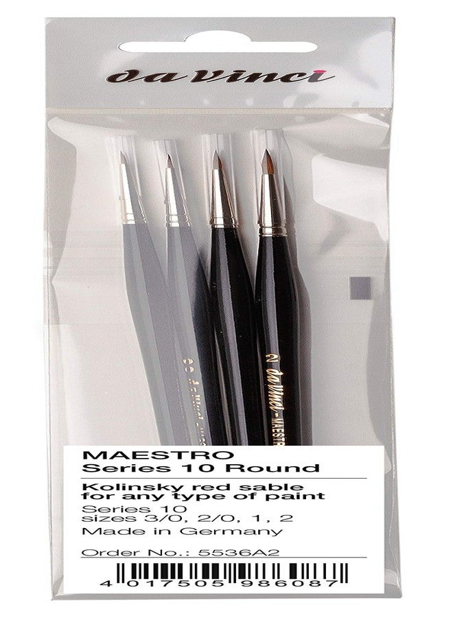 da Vinci Brushes Watercolor Set 5536a2, Maestro Kolinsky Red Sable 4 Brush Set, European Rounds, Series 10 Sizes 3/0, 2/0, 1 & 2, Black - Image 3