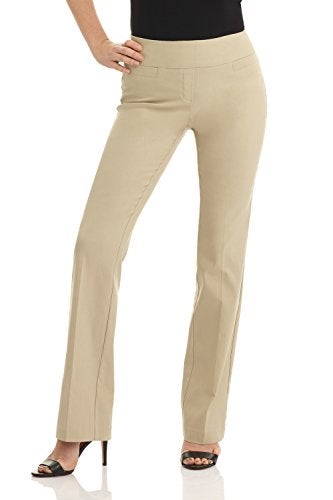 Rekucci Womens Ease into Comfort Stretchy Business Casual Bootcut Pull-On Everyday Office Pant in Regular/Tall/Petite Sizes (10 Short, Stone) - Image 1