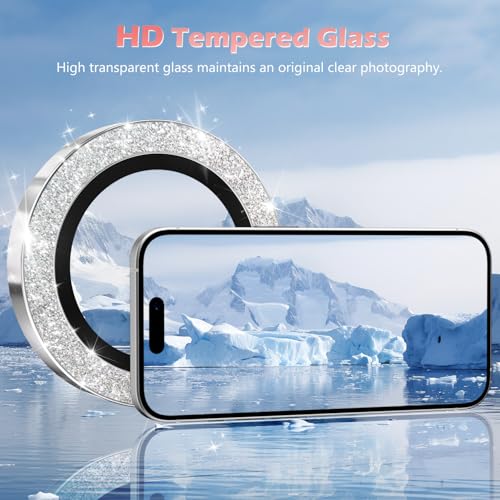 imluckies for iPhone 16 / iPhone 16 Plus/iPhone 17 Camera Lens Protector, AR+AF Tempered Glass 9H Anti-Scratch Metal Individual Lens Cover, HD Clear Camera Accessories, Glitter Silver - Image 2