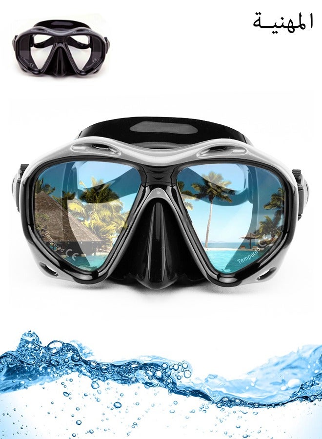 Whale Snorkel Diving Mask, Panoramic HD Swim Mask, Anti-Fog Scuba Diving Goggles, Silicone Skirt Tempered Glass Dive Mask Adult Youth Swim Goggles with Nose Cover for Diving, Snorkeling, Swimming - Image 1