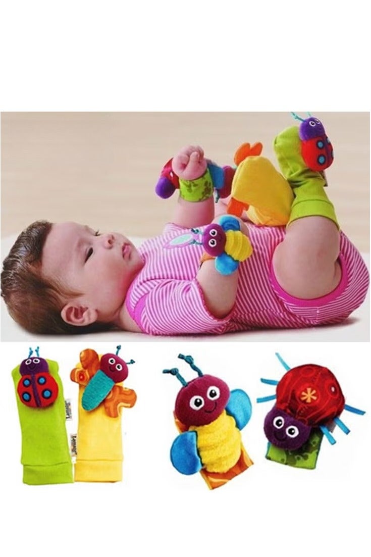 Top-Quality Material 4-Piece Infant Socks And Wrist Rattles Toy Set For Kids - Image 1