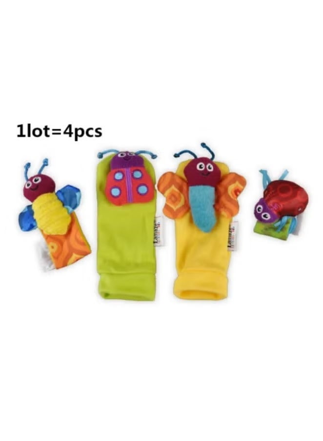 Top-Quality Material 4-Piece Infant Socks And Wrist Rattles Toy Set For Kids - Image 3