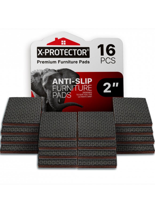 X-Protector X-PROTECTOR Non Slip Furniture Pads 16 Premium Furniture Grippers 2"! Best SelfAdhesive Rubber Feet Furniture Feet Ideal Non Skid Furniture Pad Floor Protectors Keep Furniture in Place!  - Image 1
