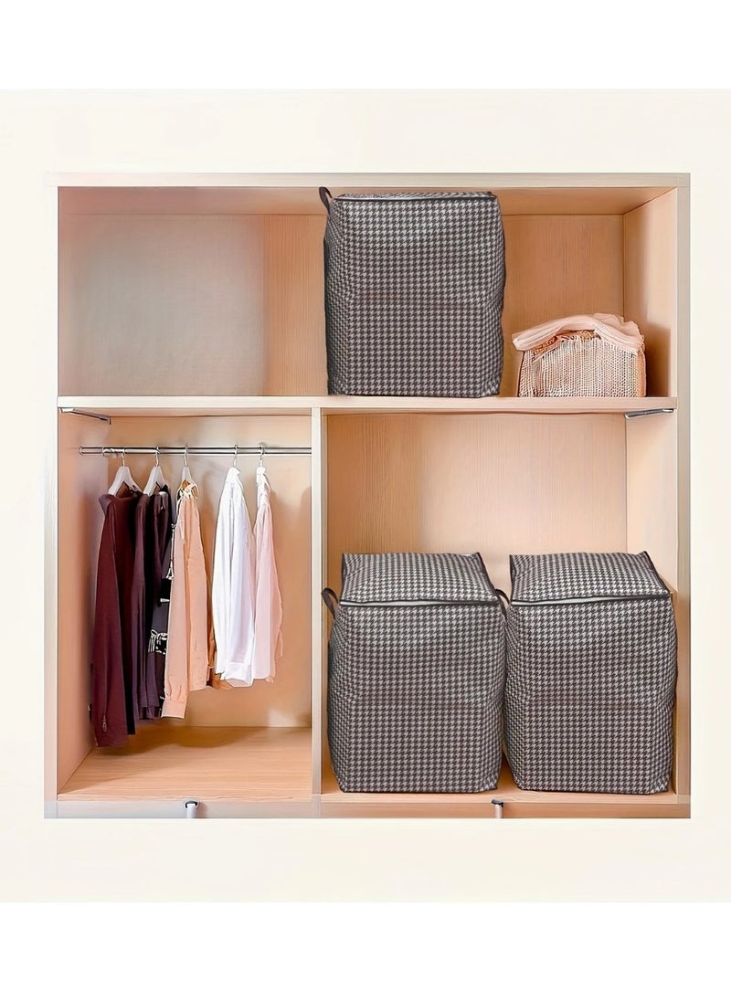 Generic - 180L storage 3 bags . extra large clothes organizer . houndstooth storage box . moisture resistant storage container . foldable travel bags for moving . bedding and linen storage . large fabric storage totes . zippered storage bins with handles . closet organization bags . stylish underbed storage - Image 1