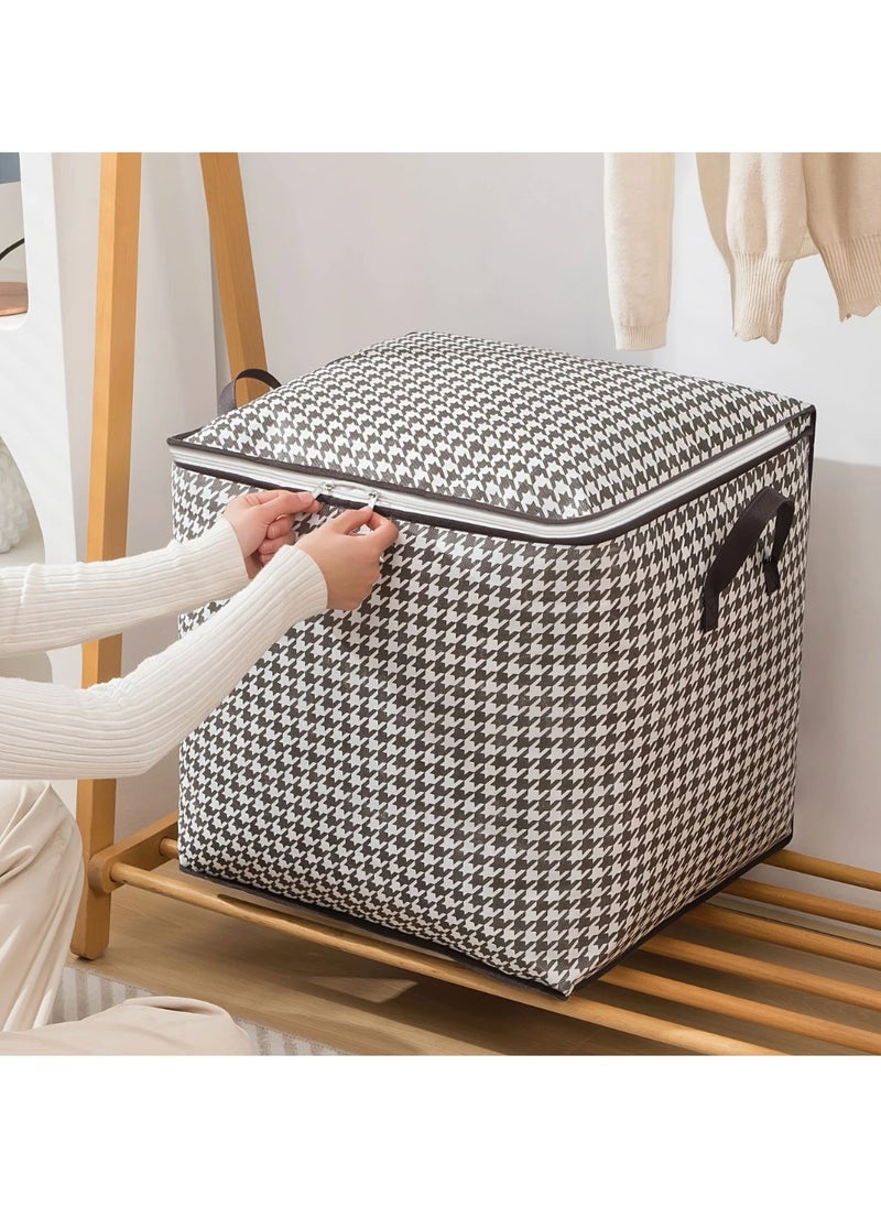 Generic - 180L storage 3 bags . extra large clothes organizer . houndstooth storage box . moisture resistant storage container . foldable travel bags for moving . bedding and linen storage . large fabric storage totes . zippered storage bins with handles . closet organization bags . stylish underbed storage - Image 1