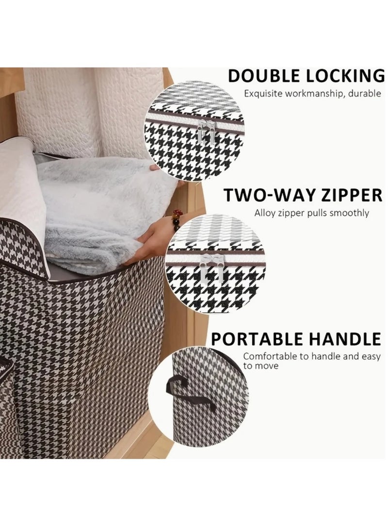 Generic - 180L storage 3 bags . extra large clothes organizer . houndstooth storage box . moisture resistant storage container . foldable travel bags for moving . bedding and linen storage . large fabric storage totes . zippered storage bins with handles . closet organization bags . stylish underbed storage - Image 1