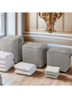 180L storage 3 bags . extra large clothes organizer . houndstooth storage box . moisture resistant storage container . foldable travel bags for moving . bedding and linen storage . large fabric storage totes . zippered storage bins with handles . closet organization bags . stylish underbed storage