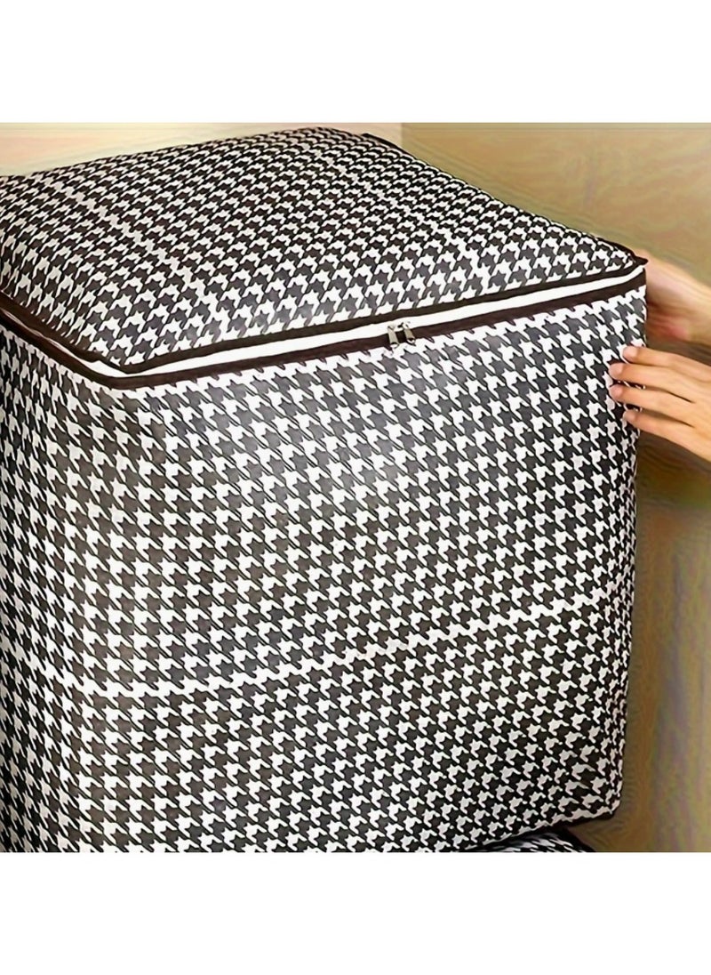 Generic - 180L storage 3 bags . extra large clothes organizer . houndstooth storage box . moisture resistant storage container . foldable travel bags for moving . bedding and linen storage . large fabric storage totes . zippered storage bins with handles . closet organization bags . stylish underbed storage - Image 1