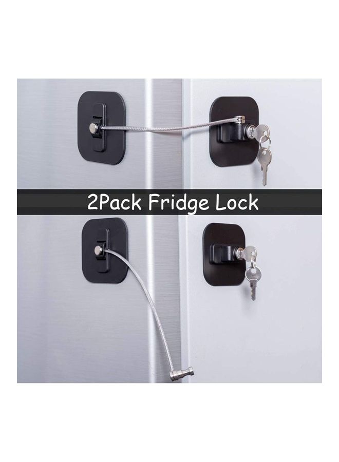 2-Piece Fridge Freezer Door Lock With 4 Keys Black  - Image 4
