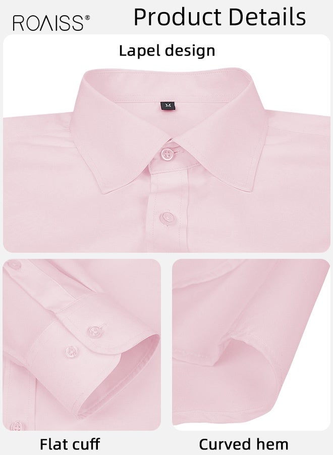 roaiss Men's Professional Dress Shirt Ultra Thin Breathable Long Sleeve with Stretch Wrinkle-Resistant Technology Business Formal Wear for Office Elegance Light Pink - Image 4