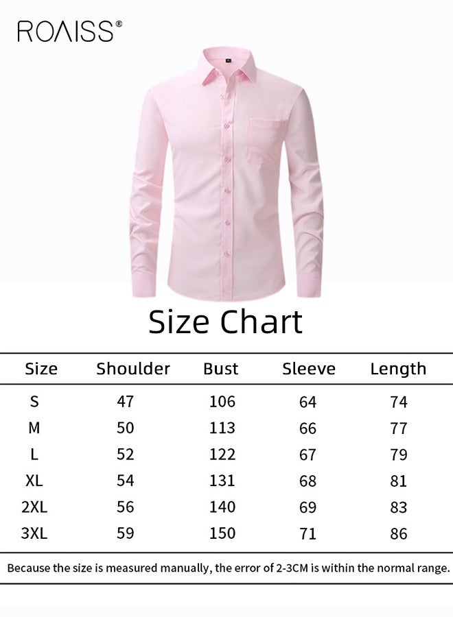 roaiss Men's Professional Dress Shirt Ultra Thin Breathable Long Sleeve with Stretch Wrinkle-Resistant Technology Business Formal Wear for Office Elegance Light Pink - Image 5