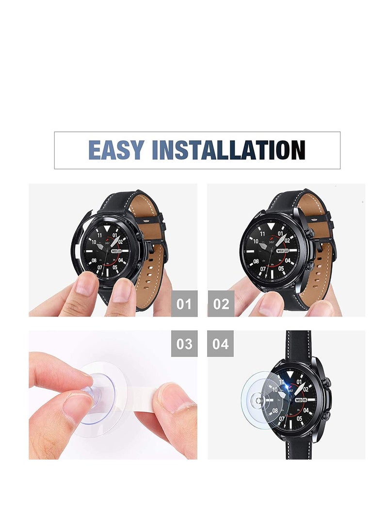 Zikra Screen Protector Compatible for Samsung Galaxy Watch 3 45mm Invisible Defender Tempered Protector and 2 Pack Tempered Glass Protective Film and 2 Pack TPU Watch Cover Accessories Set - Image 2