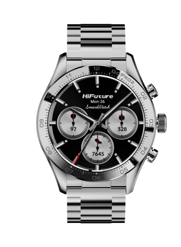 HiFuture GO PRO2 Smart Watch – 1.32" AMOLED Display, Wireless Calling, Dual Core CPU, Powered by Syntra AI, 1ATM Waterproof, Stainless Steel Body, Up to 10 Days Battery Life