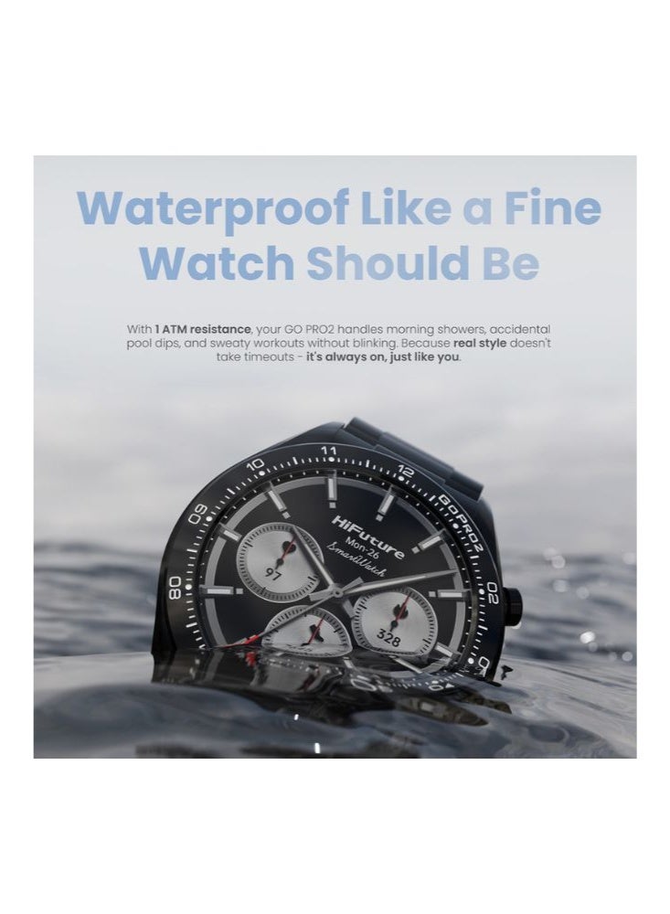 HiFuture GO PRO2 Smart Watch – 1.32" AMOLED Display, Wireless Calling, Dual Core CPU, Powered by Syntra AI, 1ATM Waterproof, Stainless Steel Body, Up to 10 Days Battery Life - Image 3