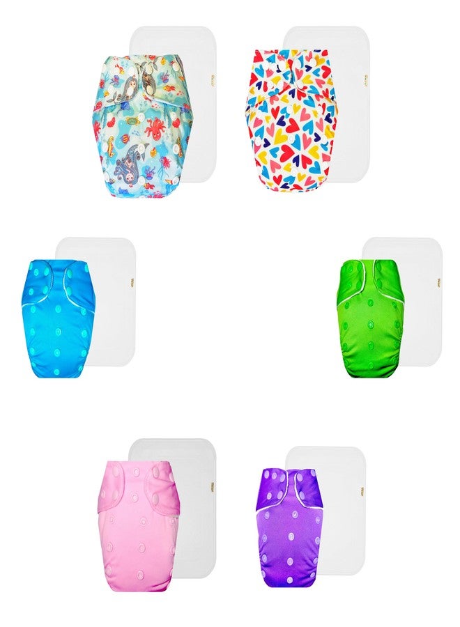 Dumbledo Premium Cloth Diaper with Cotton Insert (Pack of 6) | Snug Fit | 6-Layer Absorbent Pad | Easy to Clean | Trusted by Moms | 3 Months - 3 Years | Unisex Baby - Image 1