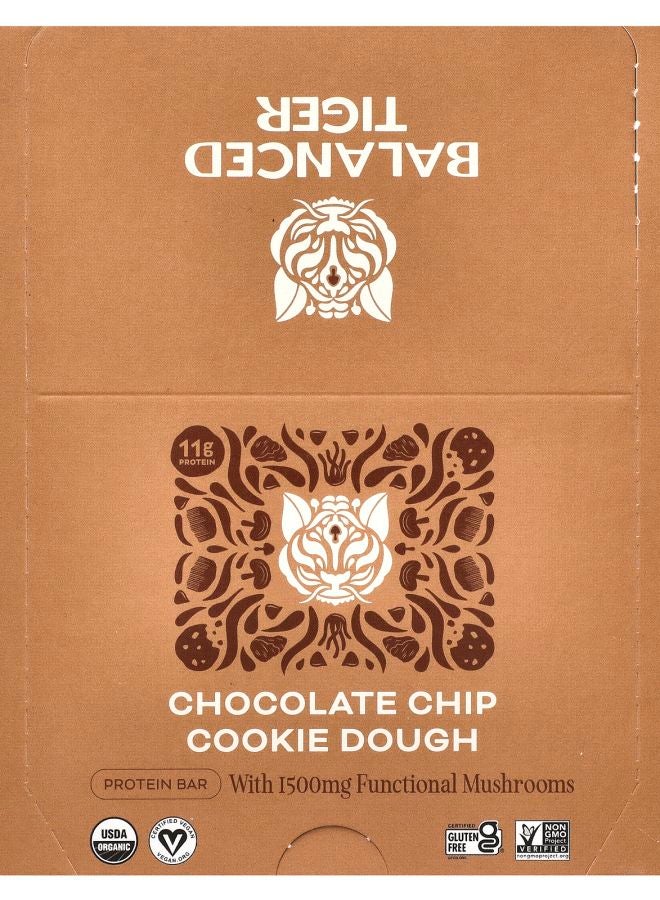 Balanced Tiger Protein Bar Chocolate Chip Cookie Dough 12 Bars 1.55 oz (44 g) Each