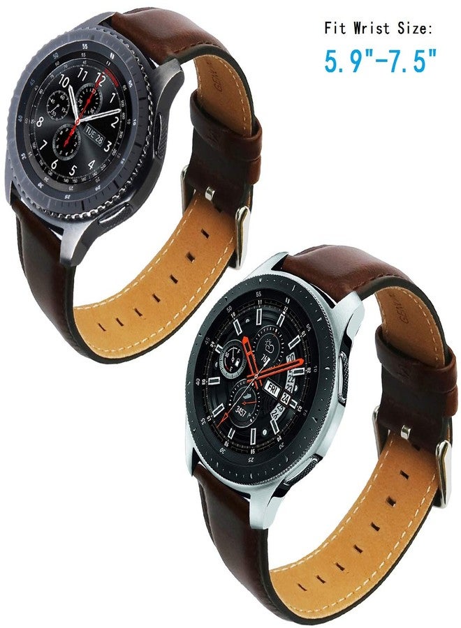 سوار OTOPO لساعات Galaxy Watch 4/6 Classic بأحجام 47 مم، 46 مم، 43 مم، 42 مم، وساعات Watch 7، 6، 5، 4 FE بأحجام 40 مم، وساعات Garmin Vivoactive 3/5، سوار بديل فاخر من الجلد الطبيعي مقاس 20 مم، قابل للفك السريع، مناسب للرجال والنساء - بني - Image 3