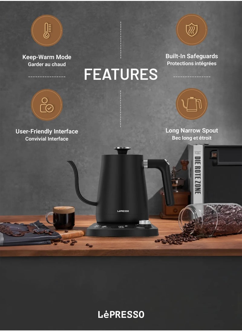 Pour-Over Electric Temperature Controlled Kettle 800mL / Digital Display / Celsius and Fahrenheit / Long Narrow Spout / Built-In Safeguards / Premium Quality / User-Friendly Interface / Keep-Warm Mode- Black - pzsku/Z344422DB59AAC09912C7Z/45/_/1739532156/c8558dbf-5be1-4f82-837d-a5757b97d523