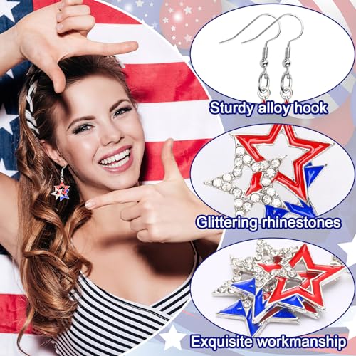 BOARDFEB 6 Pairs Patriotic Dangle Drop Stud Earrings 4th of July Earrings American Flag Earring for Independence Day Party Favor Gift - Image 5