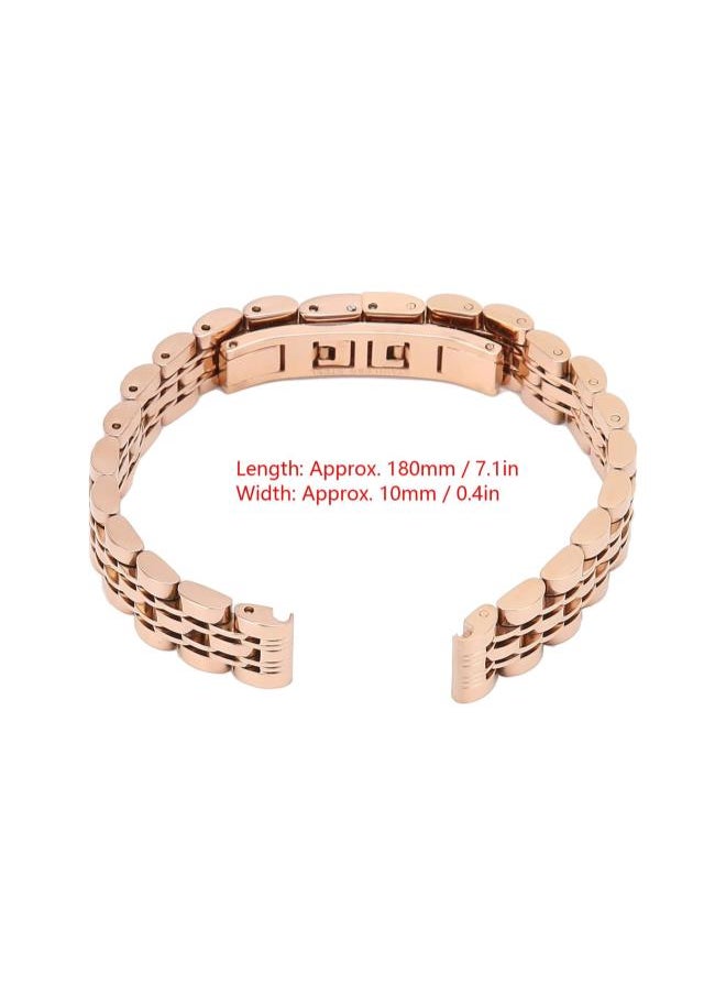 Generic - 10mm / 0.4in Stainless Steel Watch Strap, Replacement Adjustable Length Watch Band Rose Finish Metal Watch Band Stainless Steel Bracelet Straps Gold Polished Strap for Men Women - Image 1