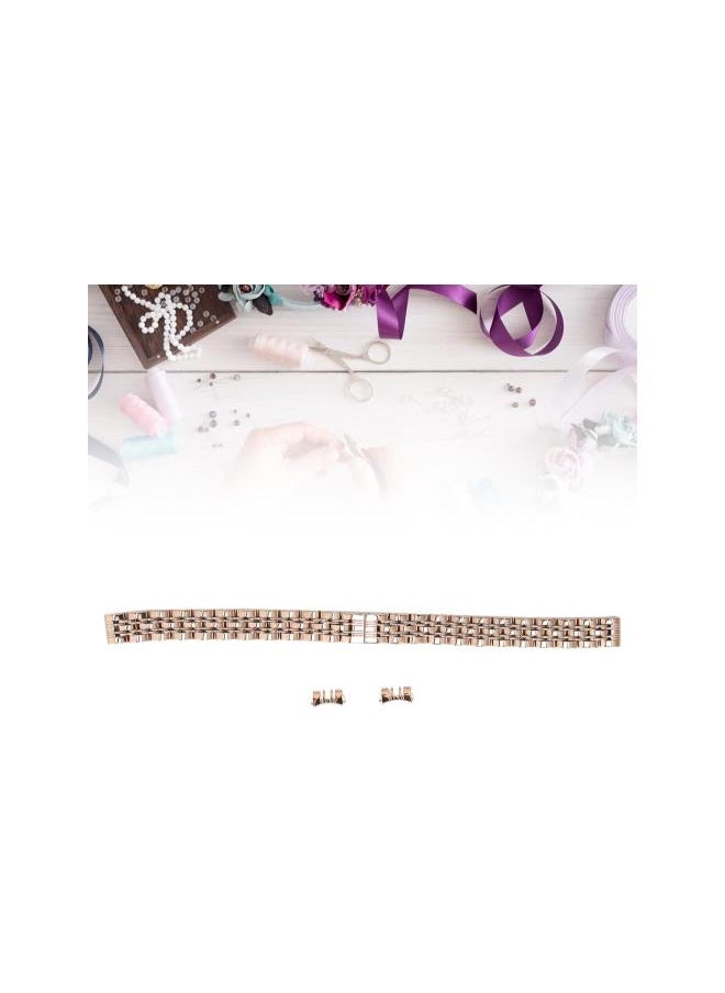 Generic - 10mm / 0.4in Stainless Steel Watch Strap, Replacement Adjustable Length Watch Band Rose Finish Metal Watch Band Stainless Steel Bracelet Straps Gold Polished Strap for Men Women - Image 1