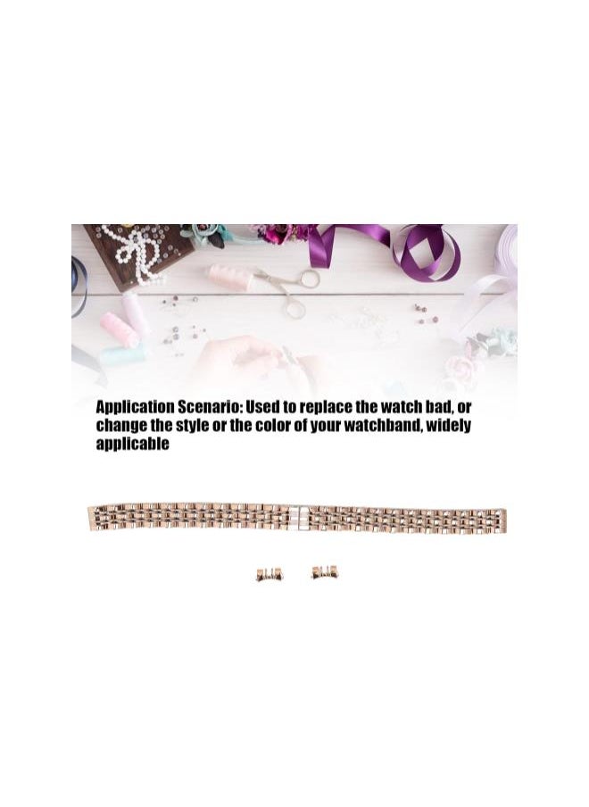 Generic - 10mm / 0.4in Stainless Steel Watch Strap, Replacement Adjustable Length Watch Band Rose Finish Metal Watch Band Stainless Steel Bracelet Straps Gold Polished Strap for Men Women - Image 1