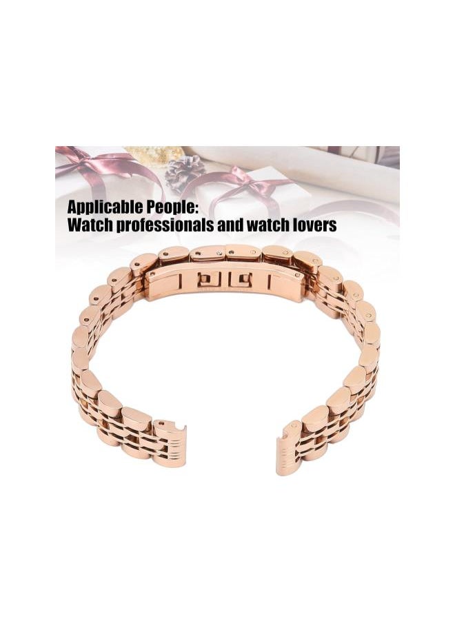 Generic - 10mm / 0.4in Stainless Steel Watch Strap, Replacement Adjustable Length Watch Band Rose Finish Metal Watch Band Stainless Steel Bracelet Straps Gold Polished Strap for Men Women - Image 1