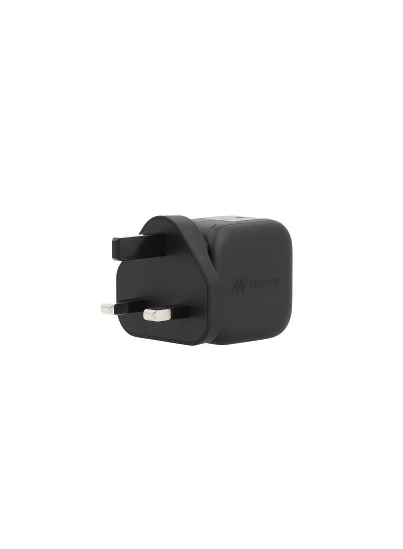 Mezone PD 30W Wall Charger, QC USB + Type C PD Ultra-Fast Dual Port GaN Wall Adapter UK Plug, USB C Charger For iPhone 15/14/13/12 Pro/Pro Max, Ipad Pro/Airpods, Galaxy/Pixel/Huawei/Xiaomi and More - Black - Image 2
