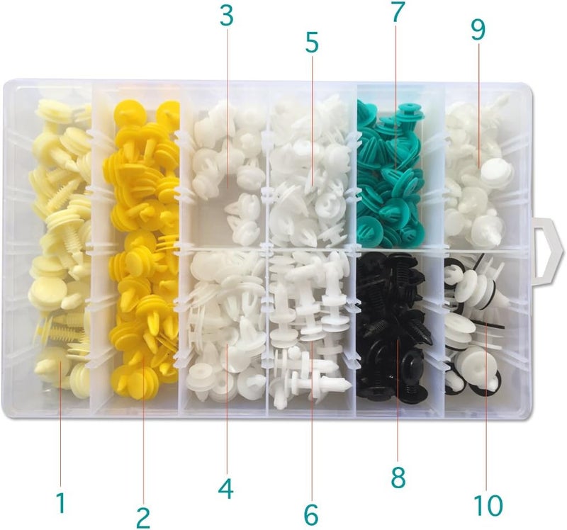 Lantee 210 Pcs Automotive Car Clips Assortment - 10 Types of Nylon Auto Body Trim Bumper Door Panel Retainer Push Type Pins Fasteners - Image 4