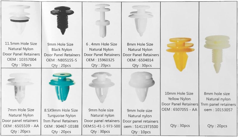 Lantee 210 Pcs Automotive Car Clips Assortment - 10 Types of Nylon Auto Body Trim Bumper Door Panel Retainer Push Type Pins Fasteners - Image 5