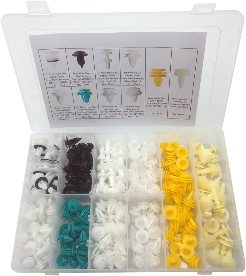Lantee 210 Pcs Automotive Car Clips Assortment - 10 Types of Nylon Auto Body Trim Bumper Door Panel Retainer Push Type Pins Fasteners - Image 2