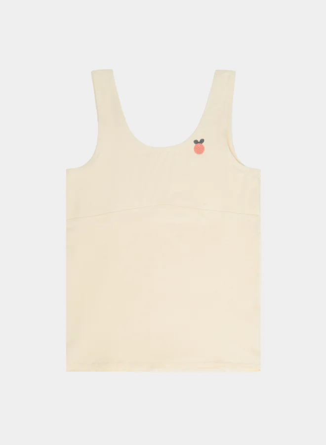 Styli Girls Beige Cotton Embroidered Vest