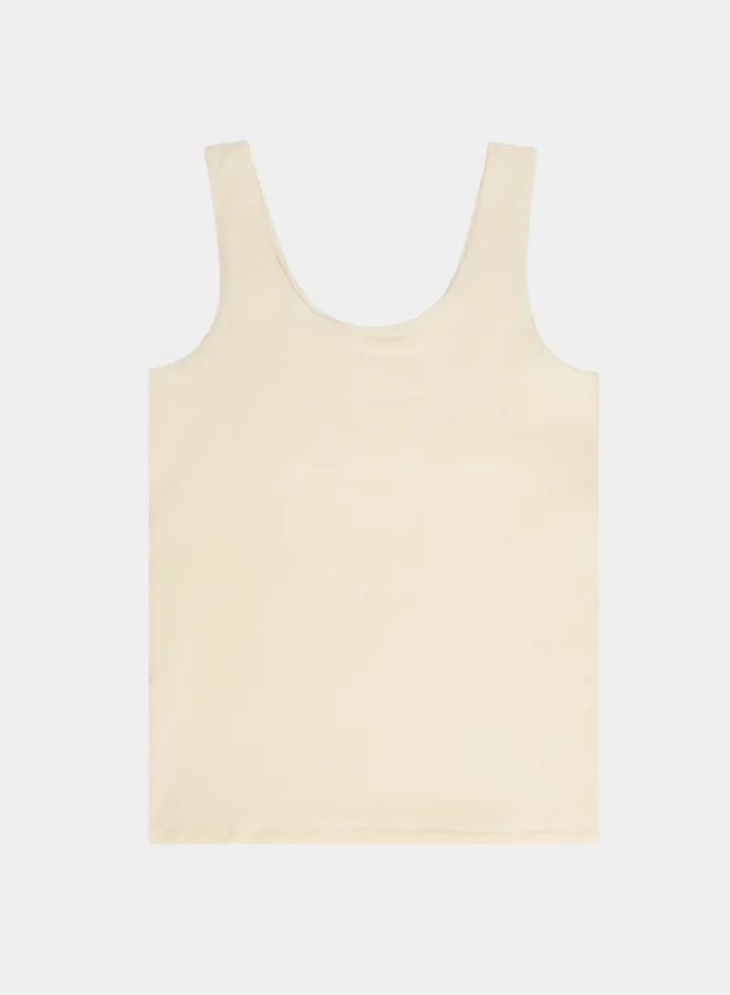 Styli Girls Beige Cotton Embroidered Vest