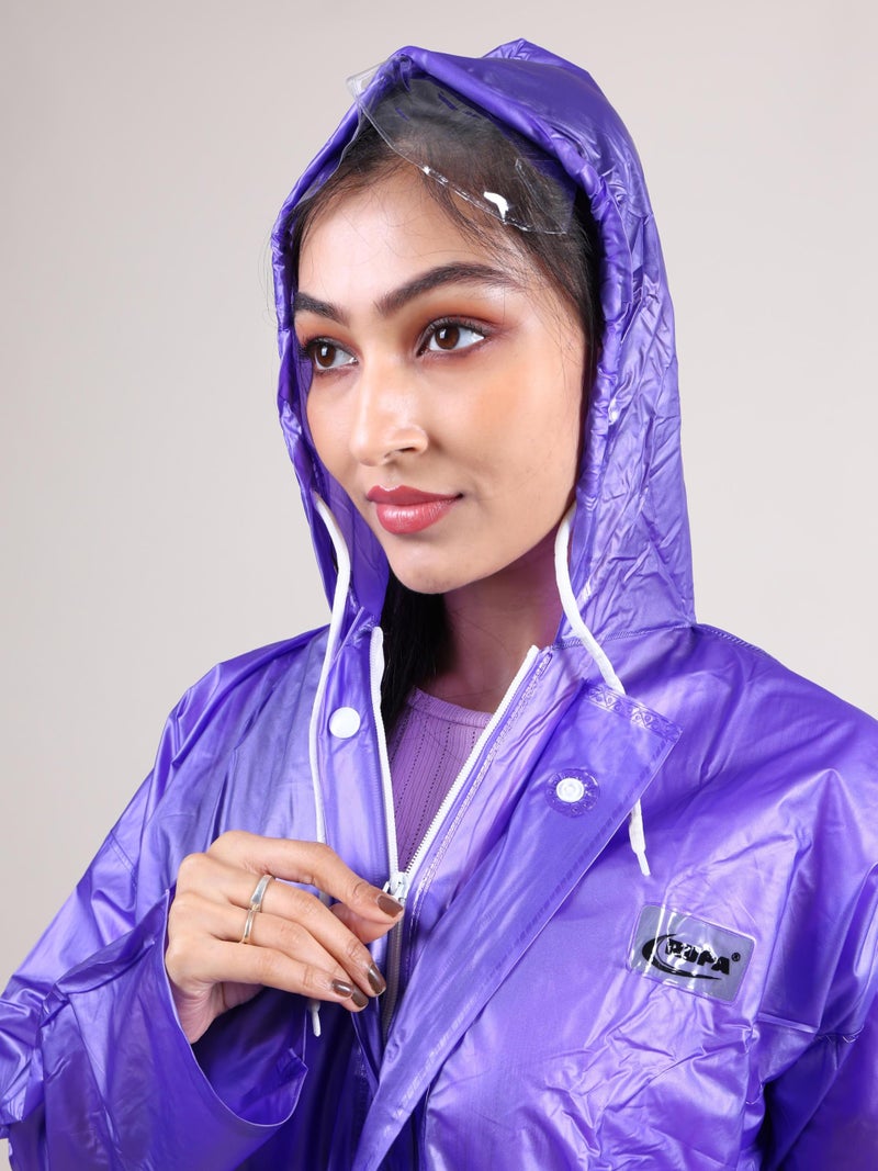 Rupa Rainsuit Women Waterproof PVC Raincoat with Hood & Carry Bag | Lightweight Rainwear for Women with Front Zip | Solid Color | Standard Length | Pack of 1 - Image 3
