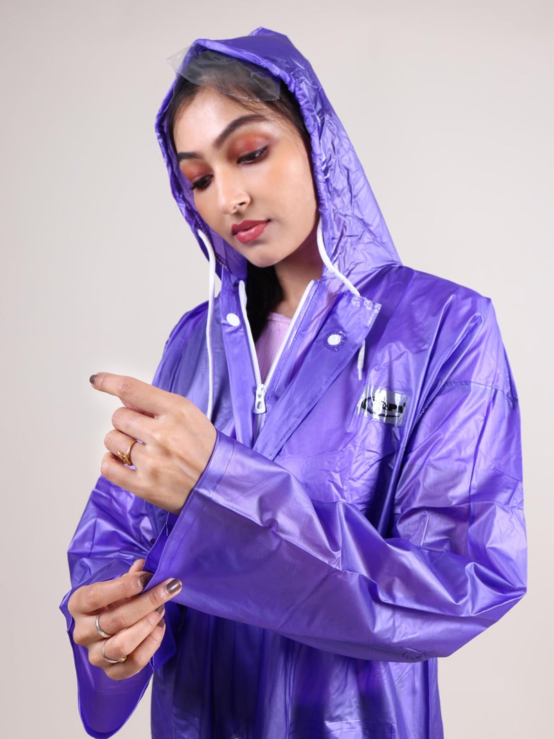 Rupa Rainsuit Women Waterproof PVC Raincoat with Hood & Carry Bag | Lightweight Rainwear for Women with Front Zip | Solid Color | Standard Length | Pack of 1 - Image 4